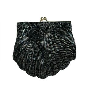 Vintage Hand Beaded Shell Scalloped Evening Bag